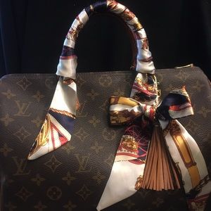 Purse scarf braided tassel charm + 2 handle cover